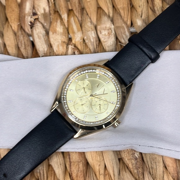 NWT Armani Exchange Multifunction Black Leather Watch - Picture 5 of 9